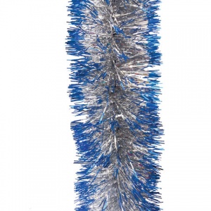 Мишура, диаметр 70мм, длина 2м, серебро с синими кончиками, 70шт. (5-180-7)