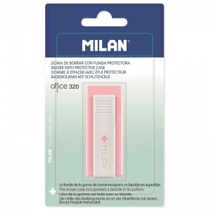 Ластик Milan Office 320 + Edition (прямоугольный, пластик, 26x16x63мм, розовый), 12шт.