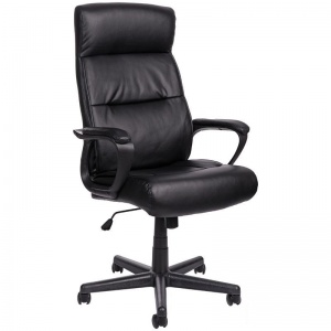 Кресло руководителя Helmi HL-Е28 "Approved", экокожа черная, пластик (297332)