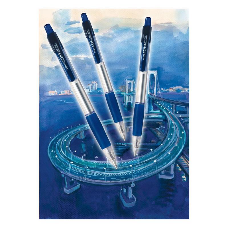 Ручка гелевая автоматическая Penac CCH-3 Gel (0.3мм, синяя), 12шт.