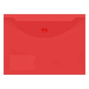 Папка-конверт на кнопке inФОРМАТ (А4, 150мкм, пластик, с карманом) прозрачная красная, 10шт.