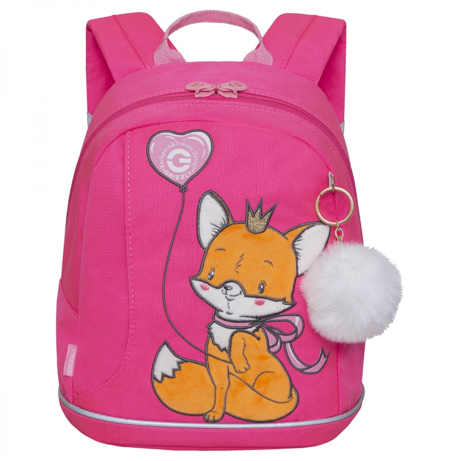 Рюкзак детский Grizzly, 25x30x14см, 1 отделение, 1 карман, мягкая спинка, розовый (RK-281-3/1)