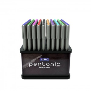 Ручка шариковая Linc Pentonic Silver (0.5мм, разные цвета, корпус серебристый) 100шт. в подставке
