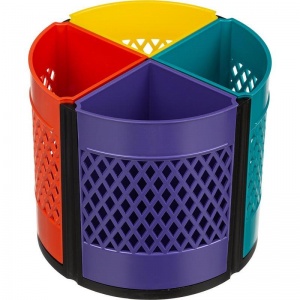 Настольный набор пластиковый вращающийся Attache Квартет (16 предметов) разноцветный, 8 отделений