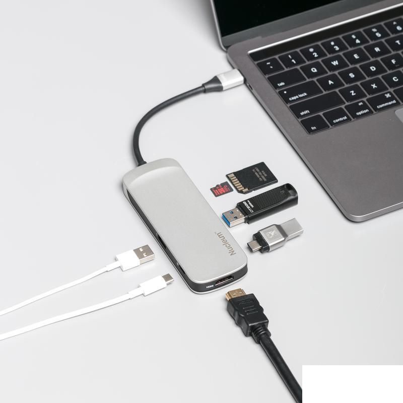 Разветвитель (хаб) USB Kingston Nucleum, на 7 портов,  серебристый (C-HUBC1-SR-EN)