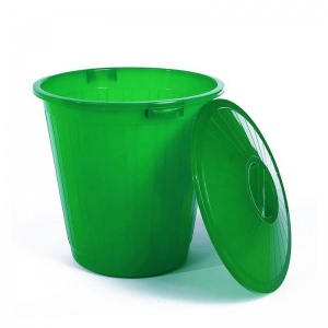 Контейнер для мусора 60л Элластик-Пласт, пластик зеленый, с крышкой