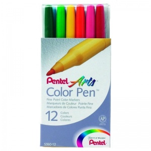 Набор фломастеров 12 цветов Pentel Arts Color Pen (линия 2мм)