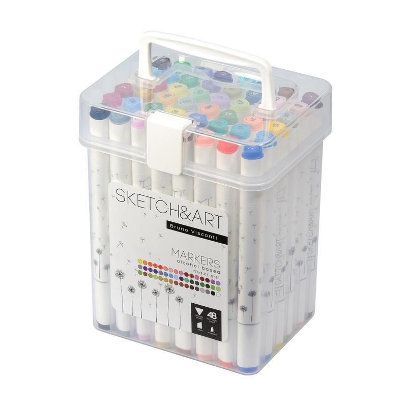 Набор маркеров для декорирования Sketch&Art Макси-набор (3мм, 48 цветов, двусторонние) 48шт.