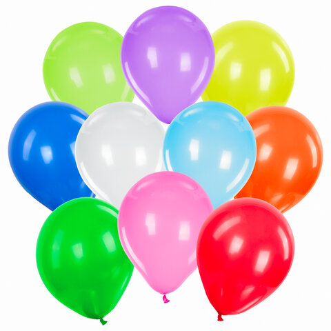 Воздушные шары Золотая Сказка, 10&quot; (25см), 10 цветов, пакет, 50шт. (105001), 50 уп.