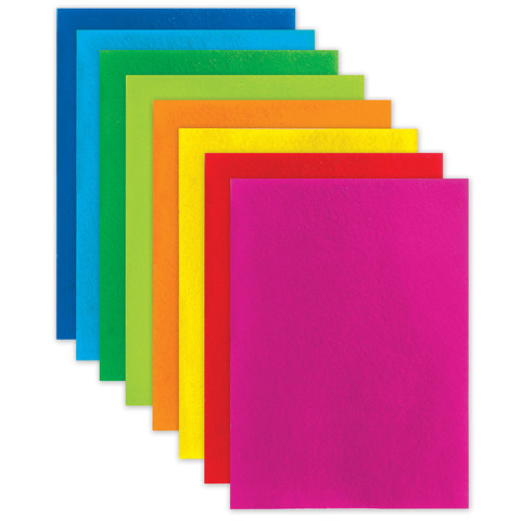 Фетр цветной для творчества Остров Сокровищ, 8 листов А4 (210х297мм), 8 цветов, толщина 2мм, яркие цвета (660621)