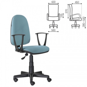 Кресло офисное Brabix "Prestige Start MG-312", ткань бирюзовая, пластик, эргономичная спинка (531921)