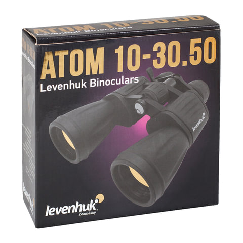 Бинокль Levenhuk Atom 10-30x50, увеличение х10-х30, объектив 50мм, широкоугольный, черный (67684)