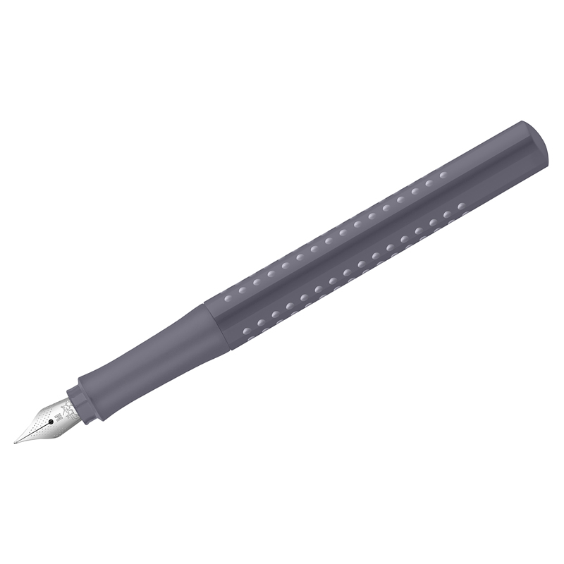 Ручка перьевая Faber-Castell Grip 2010, синяя, М=0,75мм, трехгранная, бархатный серый корпус (140828)