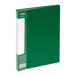 Папка файловая 100 вкладышей Стамм "Стандарт" (А4, пластик, 30мм, 800мкм) зеленая (ММ-30635)