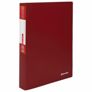 Папка файловая 100 вкладышей Brauberg Office (А4, пластик, 800мкм) красная (271334)