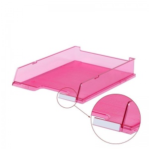 Лоток для бумаг горизонтальный Han с индексным окном, прозрачный розовый