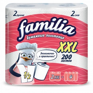 Полотенца бумажные 2-слойные Familia XXL, 4х2 рул/уп (112056)