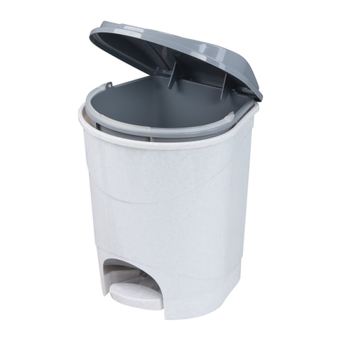 Контейнер для мусора с педалью 11л Idea, пластик &quot;белый мрамор&quot;, 330x260x260мм (М 2891)