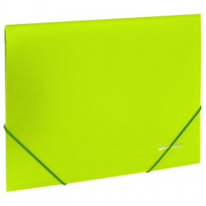 Папка на резинках пластиковая Brauberg Neon (А4, 500мкм, до 300 листов) неоновый зеленый (227460), 50шт.