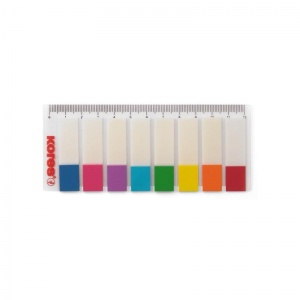 Клейкие закладки пластиковые Kores, 8 цветов по 15л., 12х45мм, на линейке (45121)