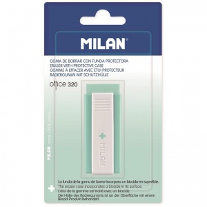 Ластик Milan Office 320 + Edition (прямоугольный, пластик, 26x16x63мм, зеленый) 1шт.