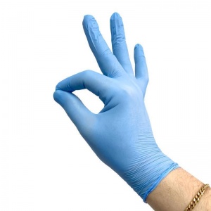 Перчатки одноразовые нитриловые смотровые MediOk, текстурированные, нестерильные, неопудренные, размер M (7-8), голубые, 50 пар