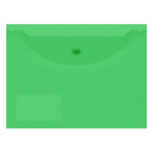 Папка-конверт на кнопке inФОРМАТ (А4, 150мкм, пластик, с карманом) прозрачная зеленая
