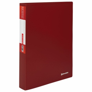 Папка файловая 60 вкладышей Brauberg Office (А4, пластик, 600мкм) красная (271329), 4шт.