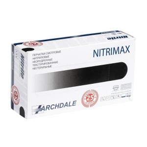 Перчатки одноразовые нитриловые смотровые NitriMax, нестерильные, неопудренные, черные, размер L, 50 пар в упаковке
