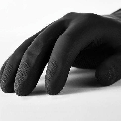 Перчатки защитные латексные Manipula Specialist КЩС-1, двухслойные, размер 8 (M), черные, 12 пар (L-U-03)