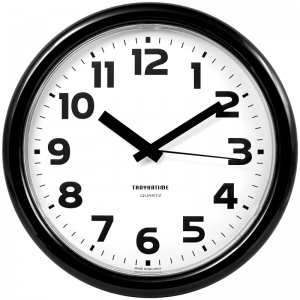Часы настенные аналоговые Troyka 21200216, круглые, 24x24x3см, черная рамка (21200216)