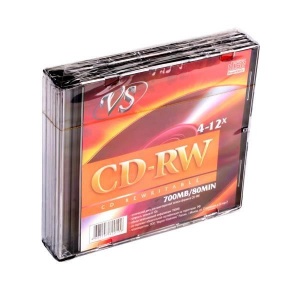 Оптический диск CD-RW VS 700Mb, 4-12x, slim case, 200шт. (VSCDRWSL01)