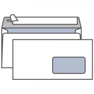 Конверт почтовый E65 KurtStrip (110x220, 80г, стрип) белый, прав.окно, 100шт. (125638.100)