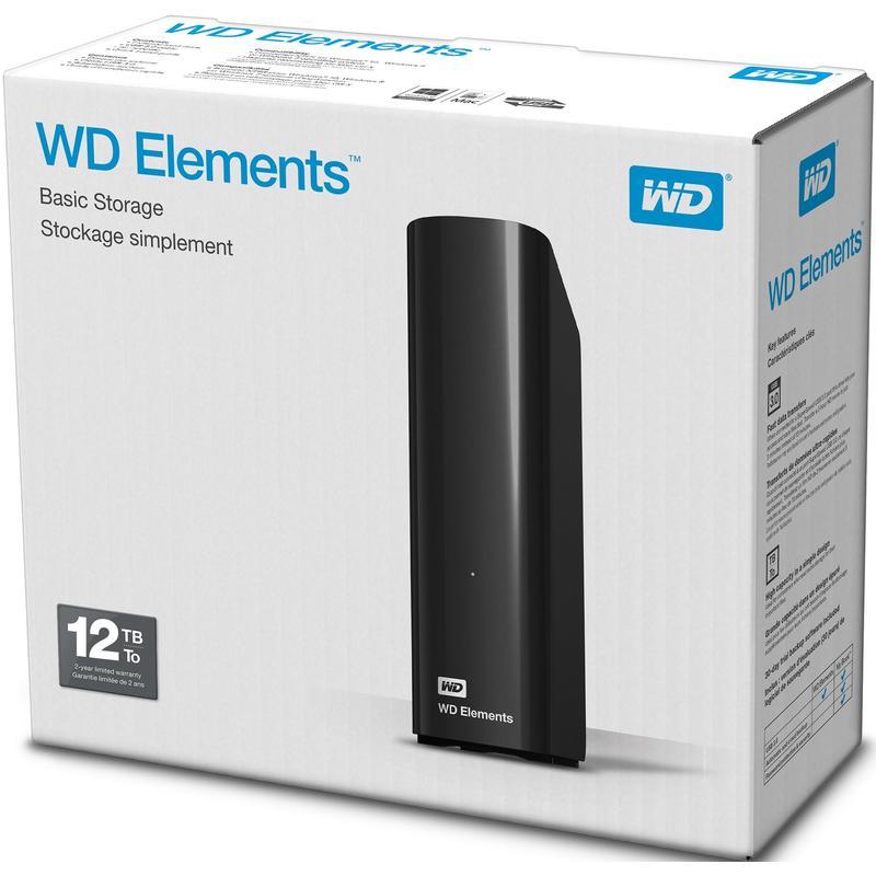 Внешний жесткий диск WD Elements Desktop HDD, 12Тб, черный (WDBWLG0120HBK-EESN)