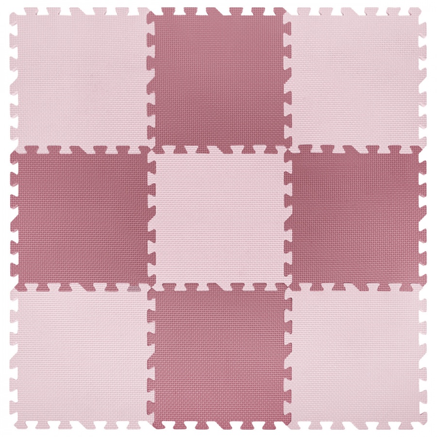 Коврик-пазл напольный Юнландия, 0,9х0,9м, мягкий, розовый, 9 элементов 30х30см, толщина 1см (664660), 12 уп.