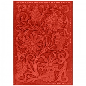 Обложка для паспорта Кожевенная мануфактура, натур. кожа, "Цветы", красный (Оbl_11136)