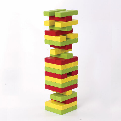 Игра настольная Золотая Сказка &quot;Цветная башня&quot;, 48 окрашенных деревянных блоков + кубик, 2 уп. (662295)
