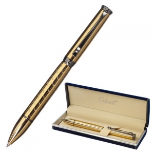 Ручка шариковая подарочная Galant Malbrett (0.7мм, синий цвет чернил, корпус золотистый, детали оружейный металл) 1шт. (143502)