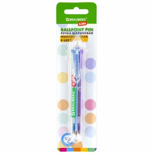 Ручка шариковая автоматическая 8-в-1 Brauberg Kids (0.7мм, 8 цветов) блистер (143938)