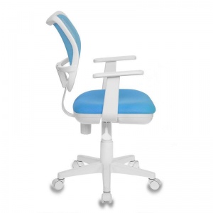 Кресло детское компьютерное Бюрократ CH-W797, ткань/сетка голубая, пластик белый (CH-W797/LB/TW-55)