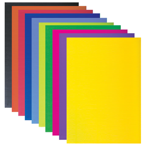 Картон цветной гофрированный Brauberg (10 листов, 10 цветов, А4, 210х297мм) (124749)