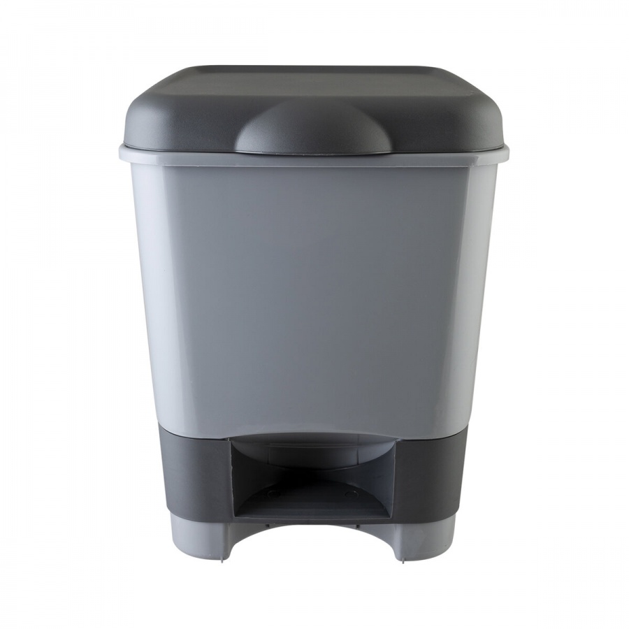 Контейнер для мусора 20л Полимербыт, пластик серый, с педалью (428-СЕРЫЙ-434280165)