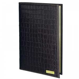 Ежедневник недатированный 160x250мм Boncarnet Prestige Croco (190 листов) обложка кожа, черная (160x250мм)