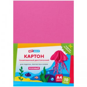 Картон цветной ArtSpace (10 листов, тонированный, розовый, А4, 180 г/кв.м) (КТ1А4_37998)