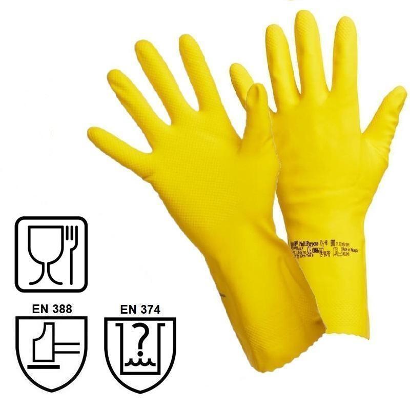 Перчатки латексные Vileda MultiPurpose, желтые, размер 7 (S), 1 пара (100758)