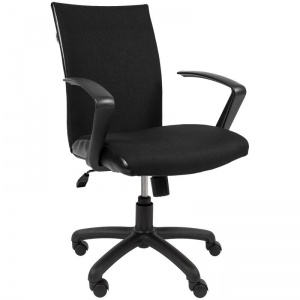 Кресло офисное Русские кресла 70, ткань Стандарт черная/экокожа PU черная, пластик черный (НФ-00000239)
