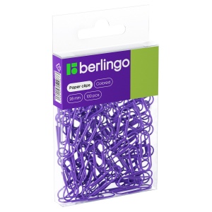 Скрепки Berlingo (28мм, металлические, овальные, полимерное покрытие, фиолетовые) 100шт. (DBs_28100a)