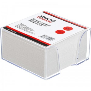 Блок-кубик для записей Attache "Эконом", 90x90x50мм, белый, прозрачный бокс