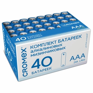 Батарейка Cromex AAA/LR03 (1.5 В) алкалиновая (картон, 40шт.) (455596)