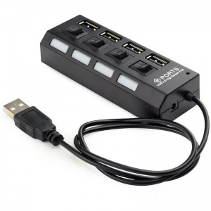 Разветвитель (хаб) USB Gembird UHB-243-AD, на 4 порта, черный